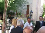 Vassula with Mr. Akel Biltaji on her right in the gardens of St. Margaret's, Nazareth